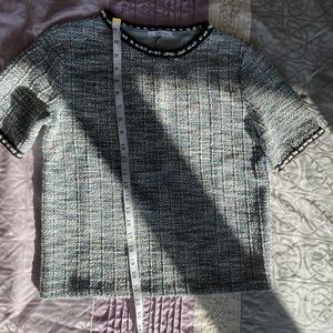 Zara tweed top with pearls